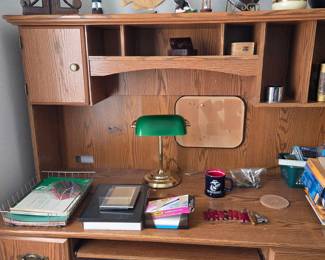 Vintage Oak Executive Desk with Hutch