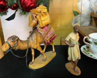 Vintage Hand Carved Nativity Camel & Driver