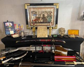 Swords, knives, Egyptian papyrus art