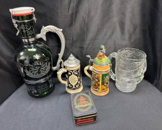 Seas Brewing 2Liter Growler Ceramic Beer Steins  Budweiser Tin of Playing Cards