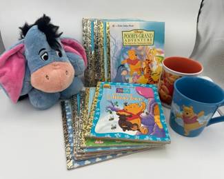 Disney Little Golden Books Eeyore Plush  Pooh Coffee Mugs