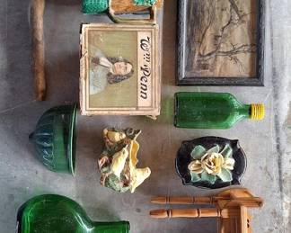 vintage pottery, framed prints, ceramics