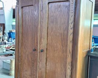 vintage oak armoire 