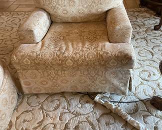 Michael Amini Swivel Arm Chair & Ottoman