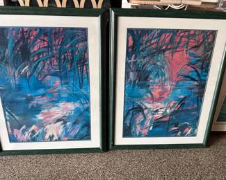 Two Mid Century Modern Abstract Framed Paintings 