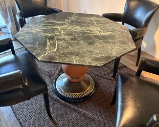 Mackenzie Gilles Marble Table with leather chairs 
