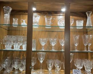 Crystal piecxes and glassware. Lower Left - 1903 'Holly" Glasses