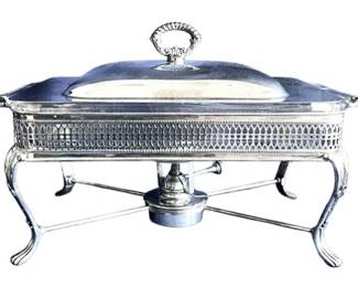 Silver Plate Footed & Covered Casserole With Silver Plate Burner & Pyrex Insert - Signed "Sheffield"