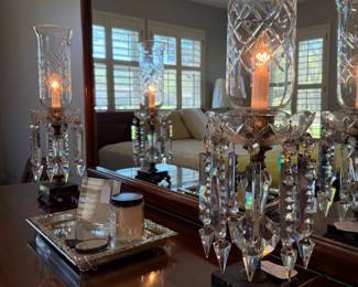 Crystal Luster Lamp w/ Italian Marble Base