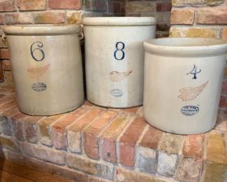 Redwing 8, 6 & 4 Gallon Stoneware Crocks
