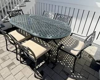 Wrought Iron Oval Table  Chairs