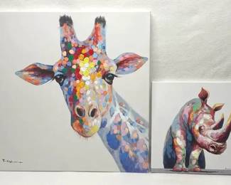 Giraffe  Rhinoceros Paintings