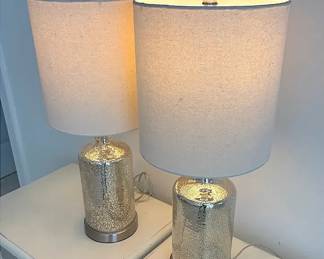 Pair Crackled Glass Lamps