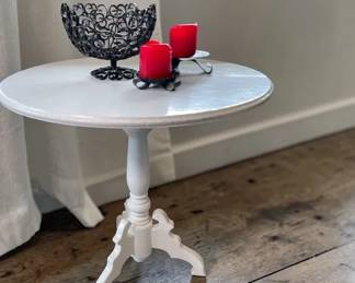 Black Painted Metal And White Wood Side Table