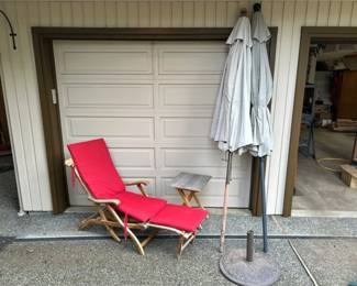 Deck Chair And Table, Two Deck Umbrellas