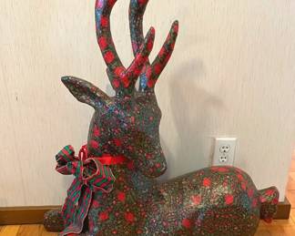 Oversized Decoupage Reindeer And Small Scale Metal Reindeer