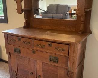 Lovely Antique Wood Dresser Mirror