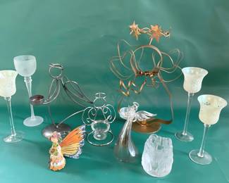Angel And Snowflake Candle Holders