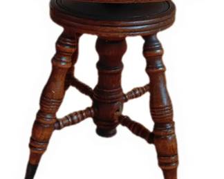 Antique Piano Stool Claw And Glass Ball Feet