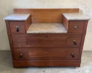 Marbletopped Dresser  Missing a Few Pulls