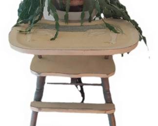 Vintage Painted Highchair Or Upcycled Plant Stand