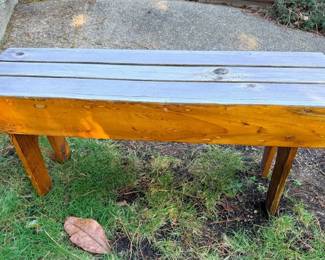 Set Of 4 Wooden Patio Pool Benches