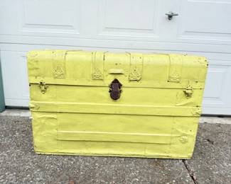 169 PaintedAntiqueSteamerTrunk