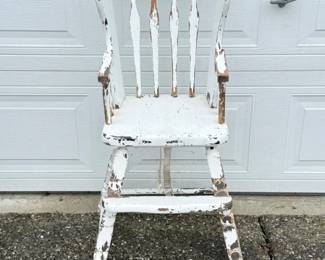 98 VintageWoodenDestressedHighChair
