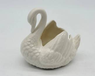52 VintageWhitePorcelainSwanPlanterVase