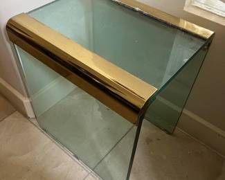Contemporary Glass and Metal Side Table 