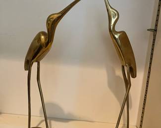 Pair of Brass Cranes 