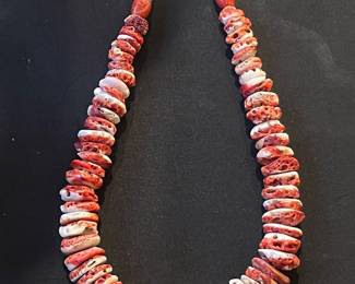 Sterling Silver Red Spiny Oyster Necklace 