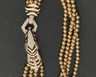 Vintage Ciner Zebra Necklace