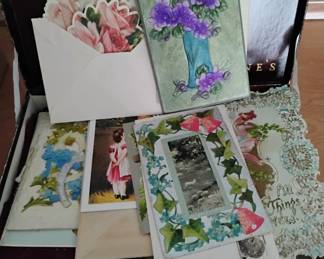 Box of vintage greeting cards