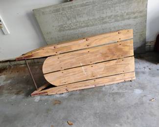 Antique wood snow sled