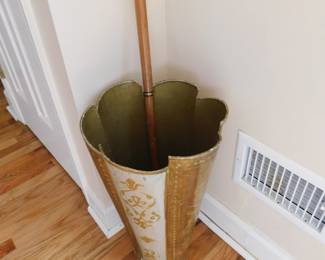 1950's FLORENTIA ITALIAN GILT WOOD UMBRELLA STAND OR WASTE BASKET