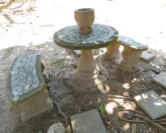 CONCRETE AND TILE TABLE WITH BENCHES