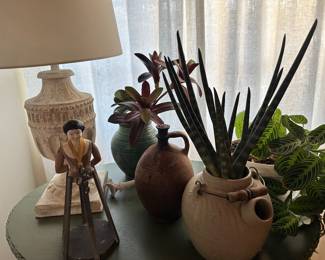 Shabby Chic table lamp, pottery pitchers