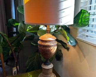 Carved marble table lamp
