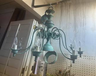 Verde green oxidized brass finish chandelier ceiling fixture 