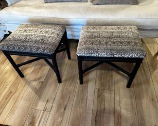 Pair of bamboo rattan bench seats or foot rests sold separately 16“ x 20“ and 18 inches high