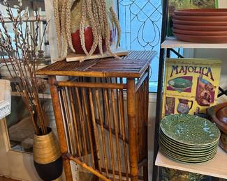 Rattan Bamboo plant table 