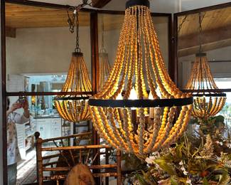 Wood beads light fixture
