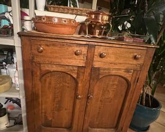 Antique Chest tall wood cabinet great stylish storage 