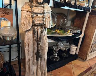 Four feet tall padre saint hand carved wood , appears true antique