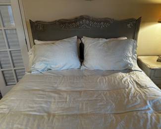 Queen bed frame soft gray with shabby floral includes  frame