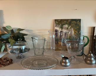 Original oil painting, glass pitchers, etc.