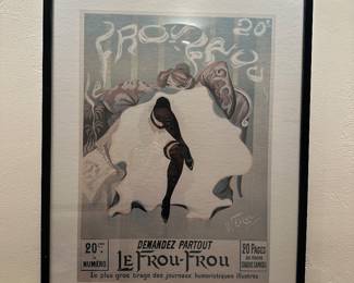 large framed lithograph moulin rouge dancer