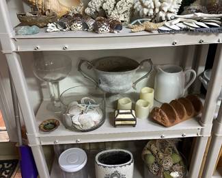 Lovely coral and shells,  vases, etc.