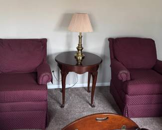 fabric occasional chairs and end table